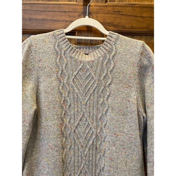 Talbots Cable Knit Sweater Dress Size Large Gray Flecked Crew Neck EUC Stylish - Picture 2 of 12